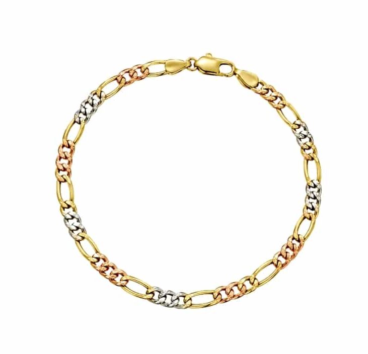 Pulsera tejido cartier 3x1 diamantada 3 oros 10k