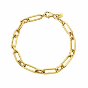 Pulsera tejido clip eslabonado 1X1largo oro 14K