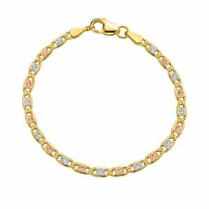 Pulsera tejido valentina diamantada 3 oros 10K