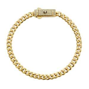 Pulsera tejido Monaco con circonias en trabador de cajita oro 10K