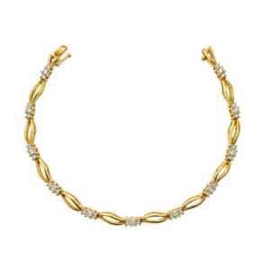 Pulsera tejido especial con Diamantes oro 10k